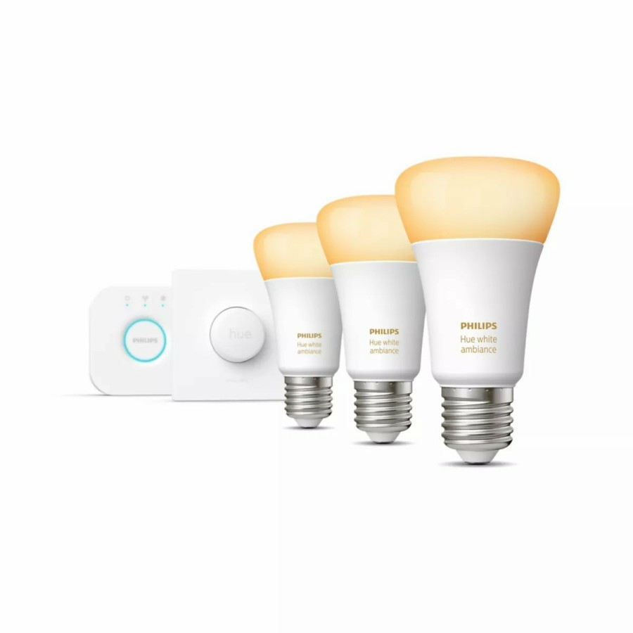 Intelligent belysning Philips Hue | Startsaet: 3 X E27 Paerer (1100Lm) + Smart Button