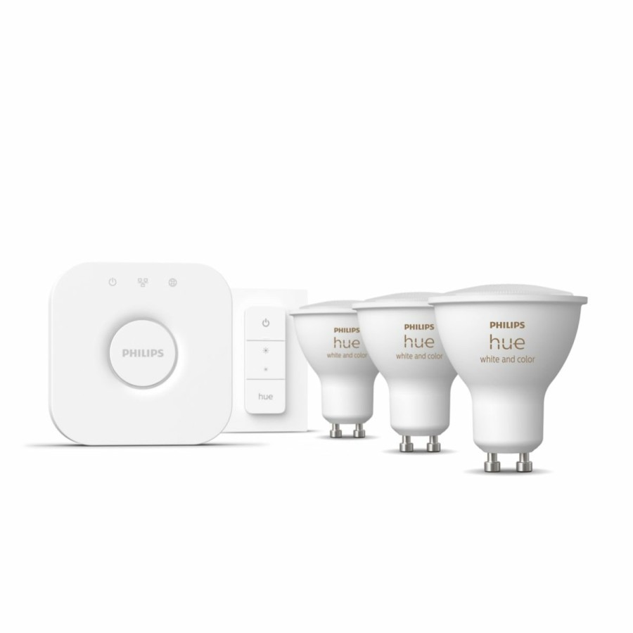 Intelligent belysning Philips Hue | Startsaet: 3 X Gu10 Spots + Dimmer Switch