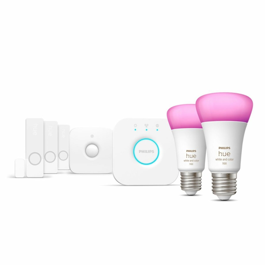 Intelligent sikkerhed Philips Hue | Startsaet: 2 X E27 Paerer (1100Lm) + 3 X Secure Kontaktsensorer + Motion Sensor