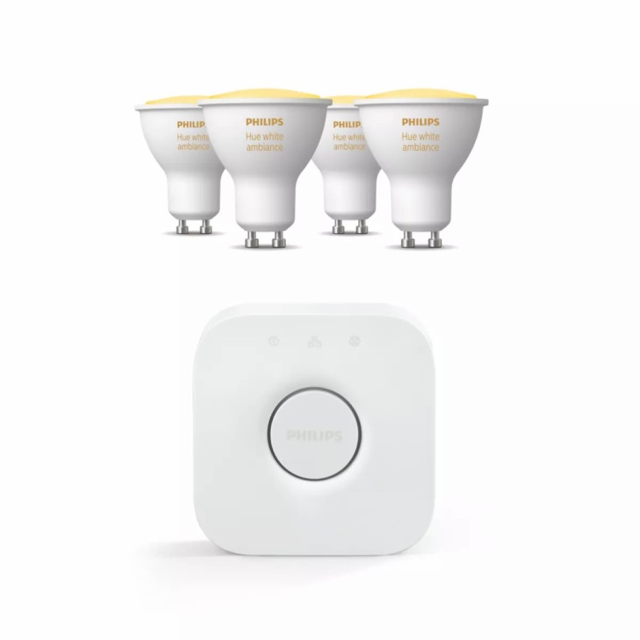 Intelligent belysning Philips Hue | Bundle: 4 White Ambiance Gu10 + Hue Bridge