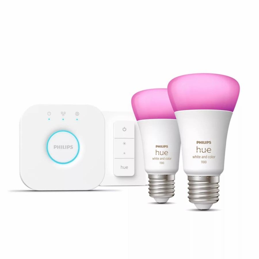 Intelligent belysning Philips Hue | Startsaet: 2 X E27 Paerer (1100Lm) + Dimmer Switch