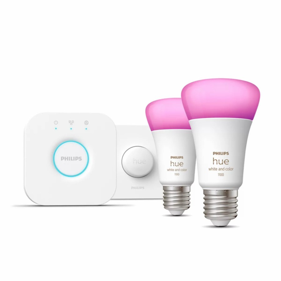 Intelligent belysning Philips Hue | Startsaet: 2 X E27 Paerer (1100Lm) + Smart Button