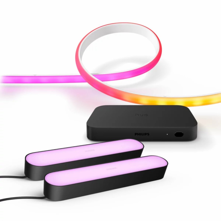 Intelligent belysning Philips Hue | Bundle: Sync Box + 2 Play Light Bars + Ambiance Gradient Lightstrip