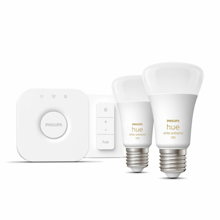 Intelligent belysning Philips Hue | Startsaet: 2 X E27 Paerer (1100Lm) + Dimmer Switch