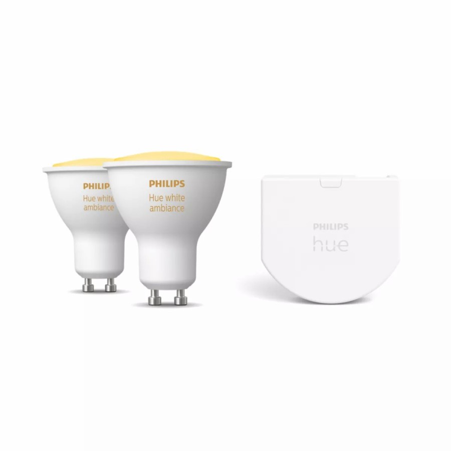 Intelligent belysning Philips Hue | Bundle: 2 White Ambiance Gu10 + Wall Switch Module