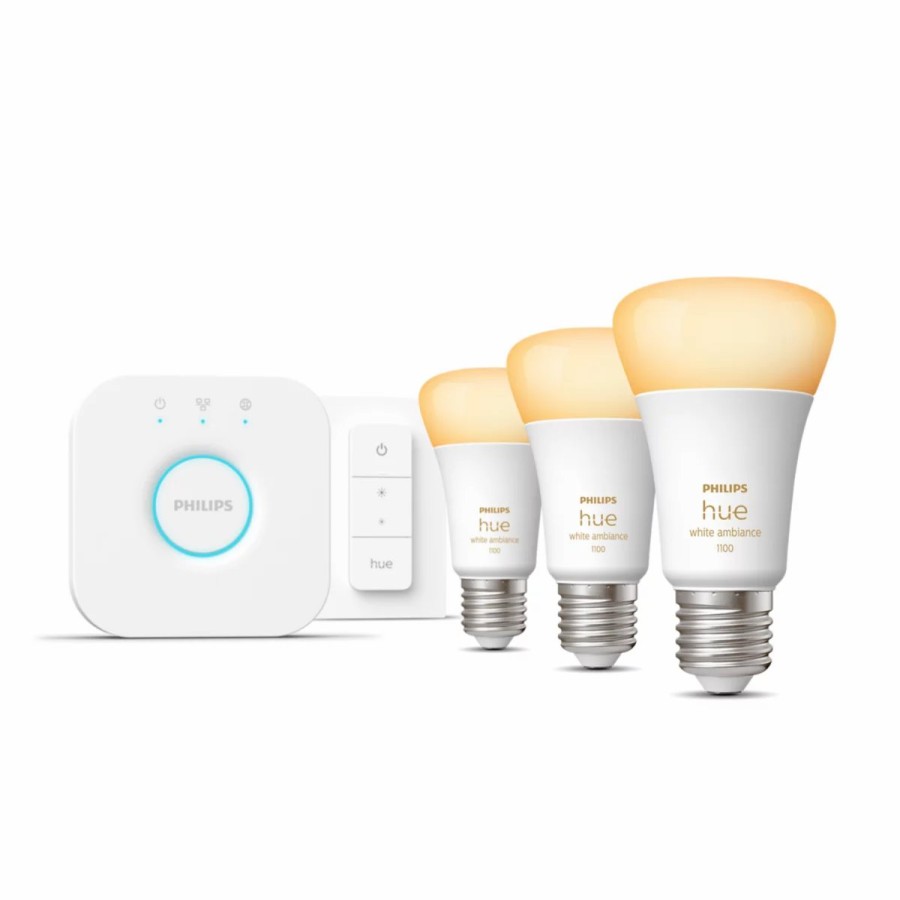 Intelligent belysning Philips Hue | Startsaet: 3 X E27 Paerer (1100Lm) + Dimmer Switch