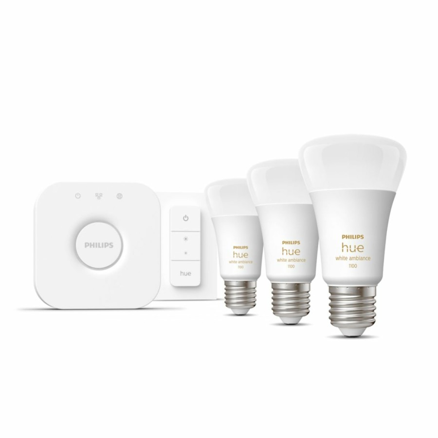 Intelligent belysning Philips Hue | Startsaet: 3 X E27 Paerer (1100Lm) + Dimmer Switch