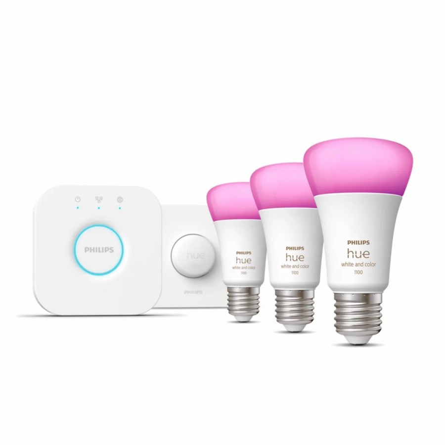 Intelligent belysning Philips Hue | Startsaet: 3 X E27 Paerer (1100Lm) + Smart Button