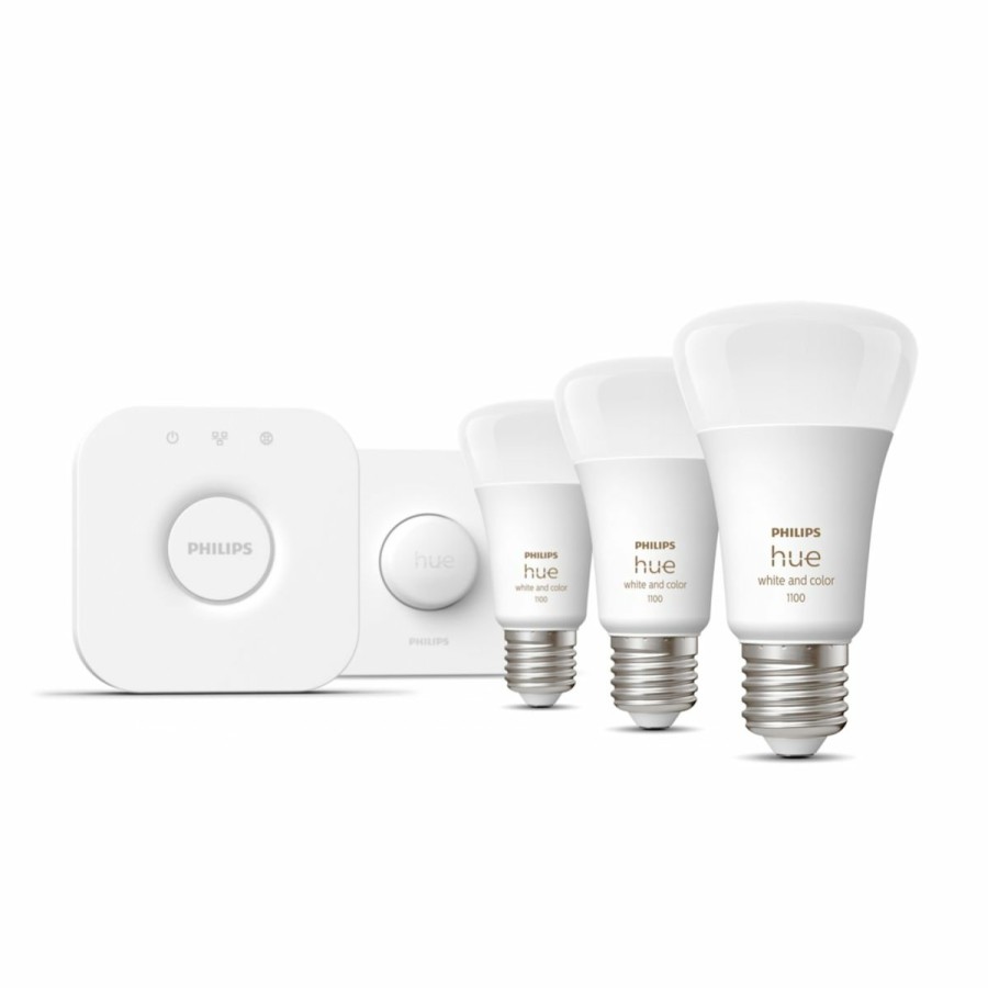 Intelligent belysning Philips Hue | Startsaet: 3 X E27 Paerer (1100Lm) + Smart Button